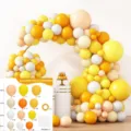 Balloon arch kit set with yellow white peach colors for birthday wedding party decor variant - Set 001