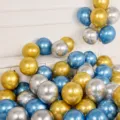 Metallic balloon set in gold, blue and silver, perfect for party and birthday decorations. - Metallic Gold Metallic Blue Metallic Silver / Pack of 50