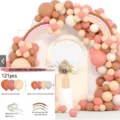 Boho rainbow balloon garland kit 121pcs with cocoa dusty pink nude balloons for party decor. - Set 002
