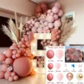 Pink balloon arch kit with pampas grass and lights for wedding birthday party decor celebrations. - Set 004