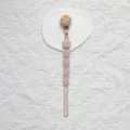 Silicone pacifier clip, dusty pink cartoon cow design with wooden bead and metal clip variant. - Wood Clip Style / Lavender
