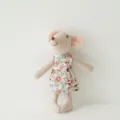 Linen mouse plush toy cotton fabric stuffed animal cute doll for kids room decor baby soothing - Floral Dress Big Sister Mouse Doll
