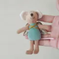 Cute linen mouse plush doll comforting toy with fairy wings for kids room decor photo prop - Classic Wings Green Mouse Doll