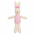 Cute plush bunny doll with pink bow and gingham dress, perfect soft toy gift for kids and babies. - Bow Pink Rabbit Doll
