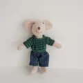 Cotton linen mouse plush toy with striped shirt cute doll decoration for kids room - Green Striped Father Mouse Doll