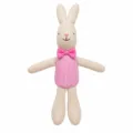 Cute fabric plush rabbit toy with pink checkered romper and bow tie for cute dolls - Pink Bow Tie Rabbit Doll