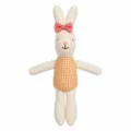 Cute 10cm plush rabbit doll with pink bow and orange checkered dress for micro cradle display. - Orange Bow Rabbit Doll