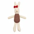 Cute plush rabbit doll with red bow and houndstooth outfit for 10cm mini toy cradle. - Christmas Red Bow Rabbit Doll