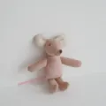 Mini plush mouse toy variant in pink, cute fabric animal doll for 10cm miniature cradle setups. - Wingless Pink Mouse 10cm