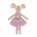Cute handmade crochet dress mouse plush doll toy, perfect for miniature dollhouse fun. - Daisy Purple Mother Mouse Doll