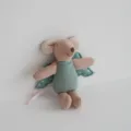 10cm plush mouse doll variant in green dress with cute wings, soft fabric toy for mini crib. - Polka Dot Wings Green Mouse Doll
