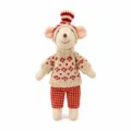 Cloth Mouse Doll Red Knit Sweater Variant - Cute 10cm Stuffed Animal Plush Toy Figurine - Red Gray Sweater Big Brother Mouse Doll