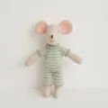 10cm cute mouse plush toy with green striped knitted romper variant for doll collection. - Gray White Striped Romper Little Brother Mouse Doll