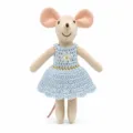 Cute crochet mouse plush doll with blue dress, soft stuffed animal toy for kids gift. - Daisy Blue Mother Mouse Doll