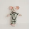 Cute Plush Mouse Toy Stuffed Animal with Green Striped Romper Soft Doll for Kids Gift - Green White Striped Romper Little Brother Mouse Doll