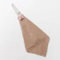 Soft coral fleece hanging hand towel with cute star plush decoration, quick dry for kitchen. - Pink Star Khaki Hand Towel
