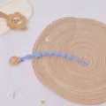 Silicone pacifier clip baby teething toy soothing chain with purple star beads safe accessory - Wooden Clamp / Grey Blue