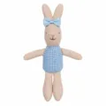 Cute plush rabbit toy with blue checkered romper and bow for 10cm animal plush dolls. - Blue Bow Rabbit Doll