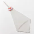 Close-up detail of hanging hand towel with cute plush animal decor, soft absorbent material. - Fox White Hand Towel