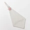 Close up of a cute white hanging hand towel with a pink star decor, soft absorbent fabric. - Pink Star White Hand Towel