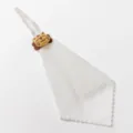 Detail view of the soft hanging hand towel featuring a cute plush animal head and hanging loop. - Tiger White Hand Towel