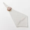 Hanging hand towel detail view featuring a cute cartoon animal design and soft absorbent fabric. - Brown Lion White Hand Towel