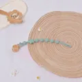 Silicone pacifier clip for baby teething, cute green bead soothing chain with wooden clasp. - Wooden Clamp / Army Green