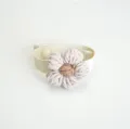Modern minimalist beige cotton curtain tieback with knitted flower decoration, elegant home decor. - Twist Braided / Off White