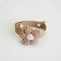 Handcrafted flower curtain tie strap, khaki elastic band with cute floral design for home decor. - Twist Braided / Khaki
