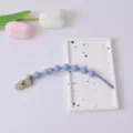 Silikon Schnullerhaengkette Baby Beissring Kette graue Perlen Schnullerhalter Zubehoer - Kunststoffklammer / Graublau