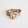 Khaki curtain tieback with fabric flower, modern minimalist strap buckle for home decor. - Single Flower Style / Khaki