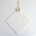 Hanging hand towel absorbent white square towel with cute flower decoration for kitchen bathroom - Off-White Flower White