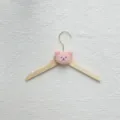 Cute wooden children clothes hanger with pink plush bear head for kids wardrobe clothes storage. - Pink Bear Head / Pink