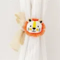 Cartoon lion curtain tieback, cute plush animal window holder, punch-free home decor accessory. - Orange Lion / 79*5*0.1cm