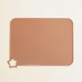 Nordic minimalist silicone placemat, brown rectangular baby feeding mat with star cutout. - Dark Yellow