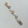 Cute embroidered daisy baby pacifier clip strap for baby soothing and daily anti-loss use. - Brown