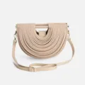 Sac à bandoulière demi-lune beige plissé élégant sac à main mode sac fourre-tout chic - Abricot