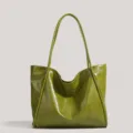 Grand sac cabas vert olive pour femme, élégant sac à main d'épaule en similicuir pour le travail. - Vert