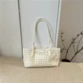 Sac cabas tisse blanc minimaliste sac a main decontracte elegant tendance pour femme - Blanc
