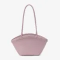 Sac cabas tissé rose, élégant sac à main coquillage style coréen pour femmes voyage travail. - Rose