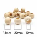 Perles en bois naturel grand trou perles tonneau accessoires de bijoux DIY 10mm 15mm 20mm - Grand Trou 20mm (Trou 10mm)