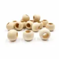 Perles en bois naturel en vrac, grandes perles barils en bois pour accessoires de bijoux. - Perle Ronde (2 Pcs) / 12mm (Trou 5mm)