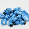 DIY Wooden Ladybug Miniature Cute Cartoon Blue Beetle Micro Landscape Succulent Decor - Blue