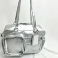 Sac ita argenté fenêtre transparente cabas bandoulière grande capacité poupée vitrine - Argent