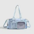 Borsa trasparente azzurro per bambola grande capacita tracolla borsa ita boston stile - Blu