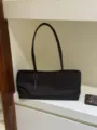Sac cabas d'épaule noir en nylon avec porte-clés sac besace minimaliste pour femmes - Café