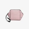 Sac cosmetique geometrique rose pochette a poignet portable pour femme rangement maquillage quotidien - Rose