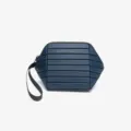Sac pochette bleu géométrique portable trousse de maquillage minimaliste tendance. - Bleu foncé