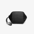 Sac pochette géométrique noir design minimaliste rangement maquillage portable dragonne main - Noir