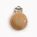 Detailed close-up shot of wooden pacifier clip accessory, natural beech wood texture. - 3cm / 3-Holes / Natural Wood Color